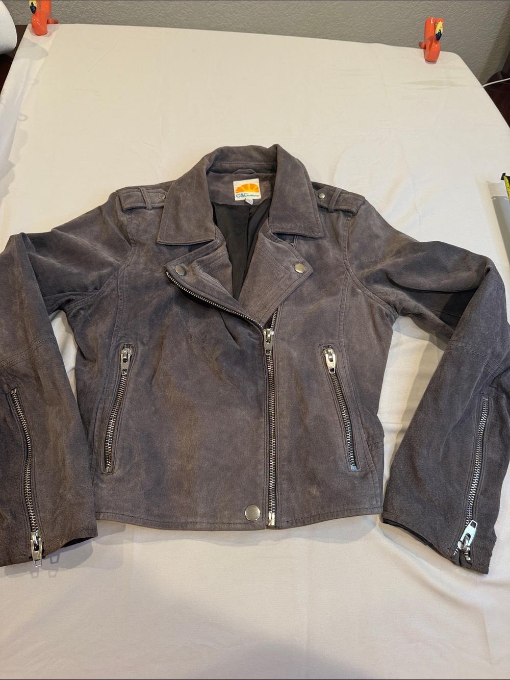 2409100 Leather Biker Jacket XL Cropped Streetwear Moto C&C California